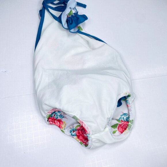 Oopsie Daisy Girls Low Back Ruffle Bum Floral Halter Tie One Piece Swimsuit 5 - Picture 6 of 14